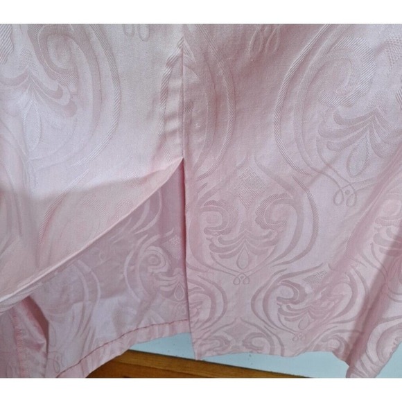 Vintage 80s Pearl Collar House Coat Pink Damask Women Size Small - Picture 8 of 12